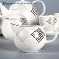 Bone China 6 person sets White Royal Eco Fine Ceramic gold plated coffee set